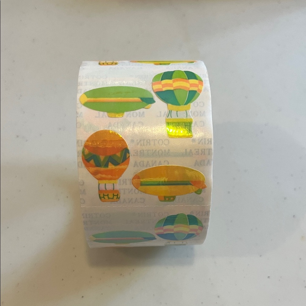 Colorful Holographic Vintage Hot Air Balloon Stickers Roll